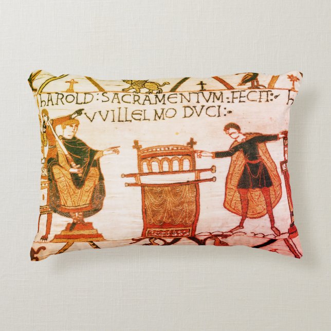 Harold swearing oath on holy relics accent pillow (Front)