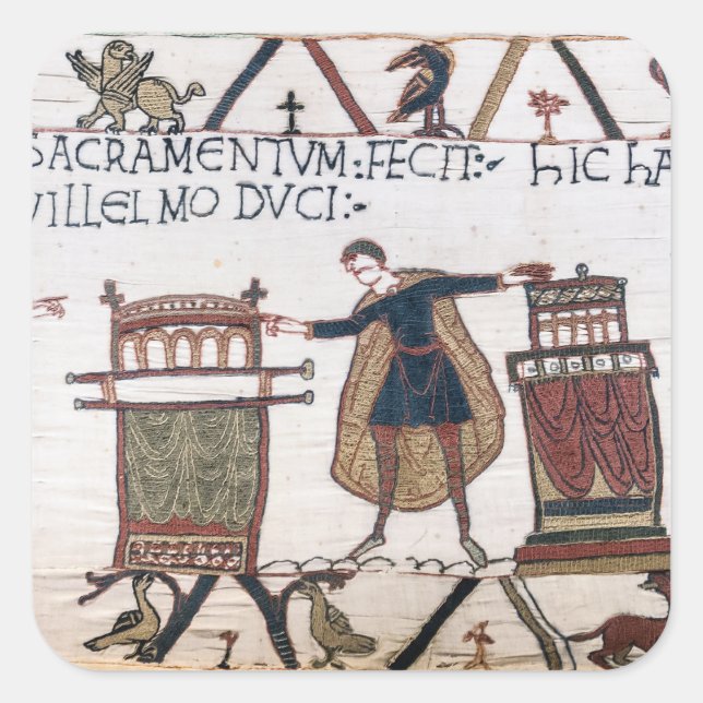 Harold swearing oath on holy relics square sticker (Front)