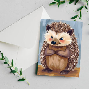 Harold the Hedgehog Cute Animal Watercolor Card