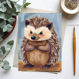 Harold the Hedgehog Cute Animal Watercolor Postcard