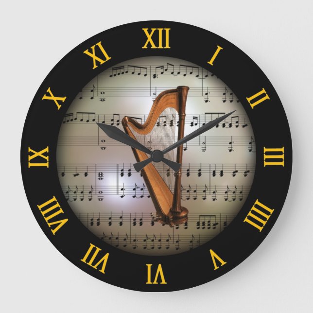 Harp ~ Background “The Musical Planet” * ~ Large Clock (Front)