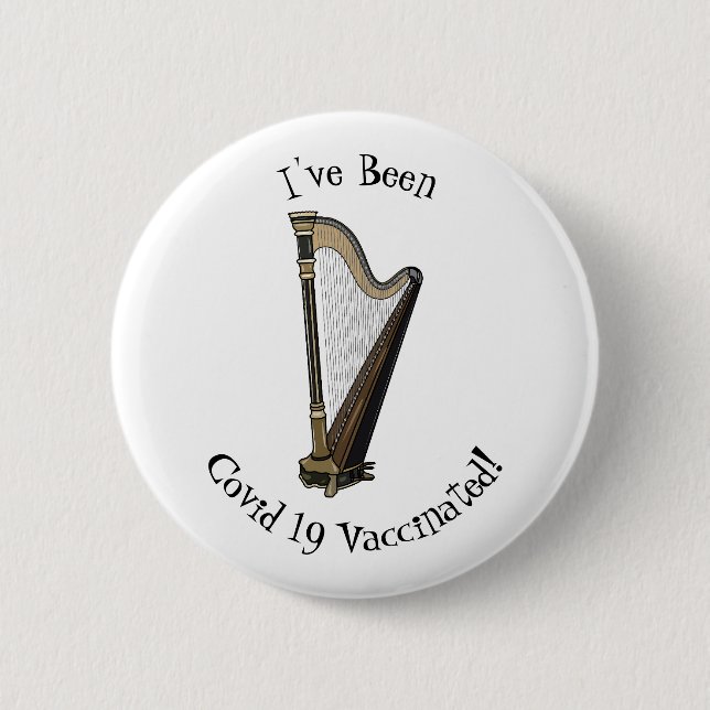 Harp cartoon illustration 2 inch round button (Front)
