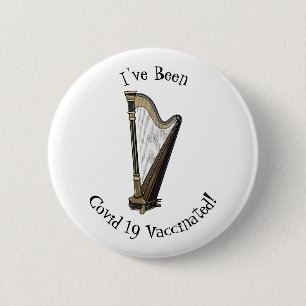 Harp cartoon illustration 2 inch round button