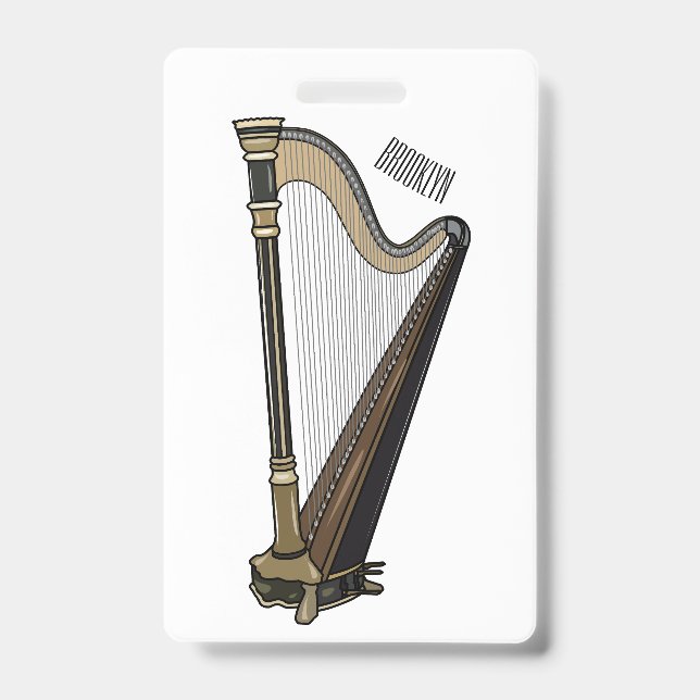 Harp cartoon illustration  badge (Front)