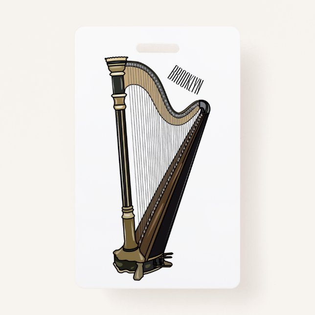 Harp cartoon illustration  badge (Front)