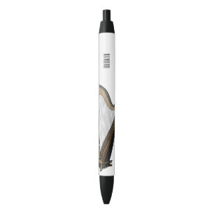 Harp cartoon illustration black ink pen
