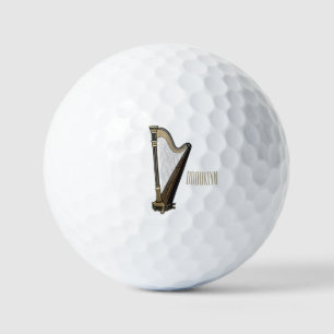 Harp cartoon illustration golf balls