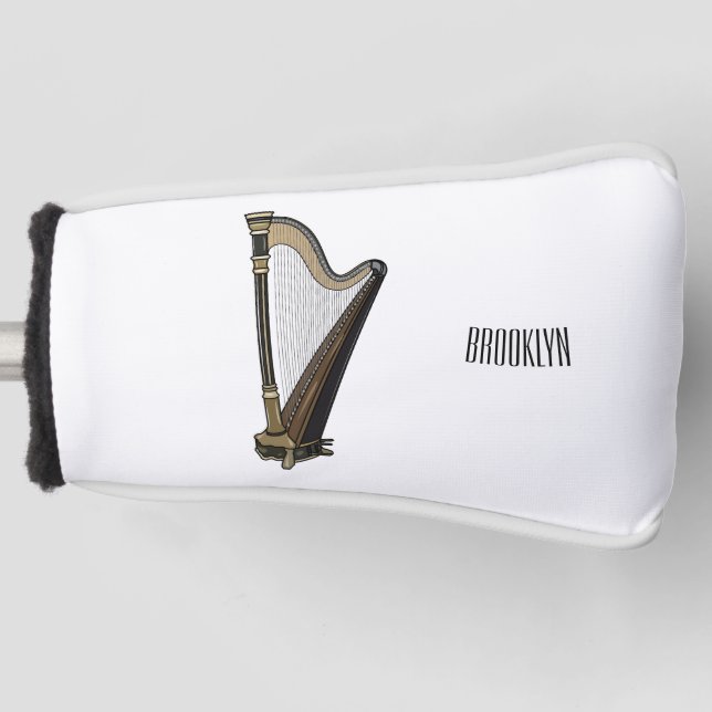 Harp cartoon illustration  golf head cover (Front)