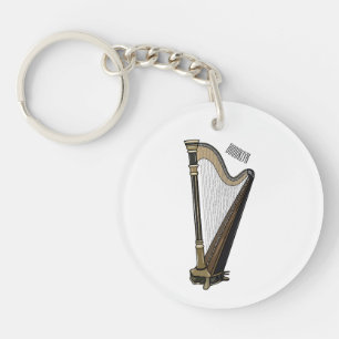 Harp cartoon illustration  keychain