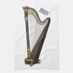 Harp cartoon illustration kitchen towel