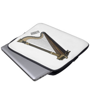 Harp cartoon illustration  laptop sleeve