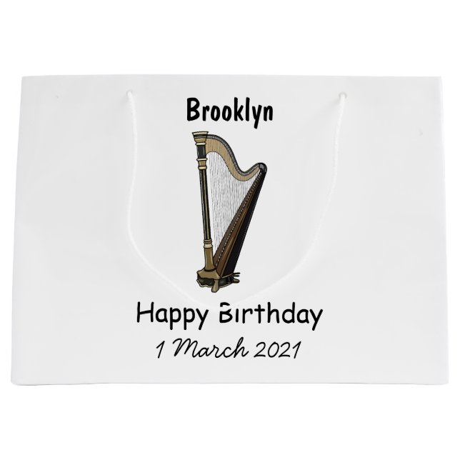 Harp cartoon illustration  large gift bag (Front)