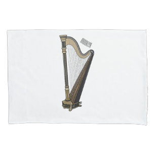 Harp cartoon illustration  pillowcase