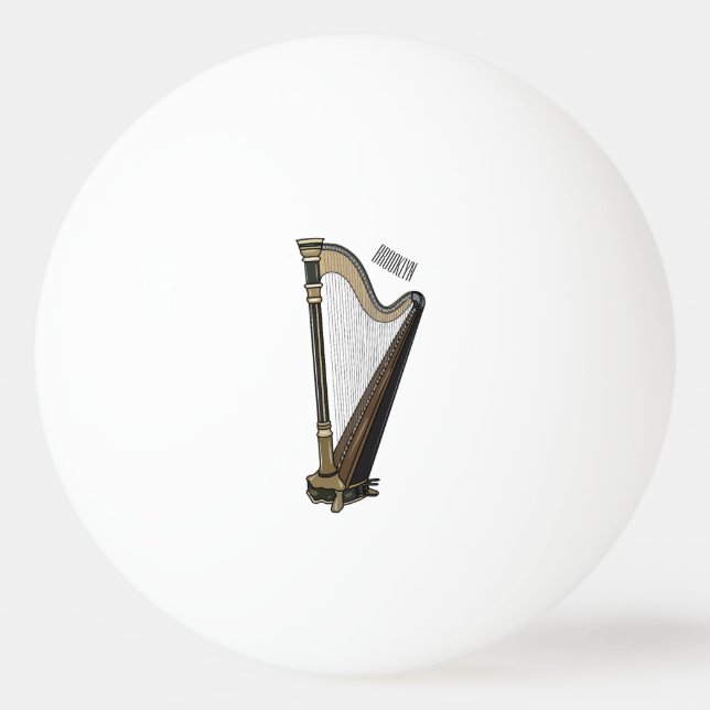 Harp cartoon illustration  ping pong ball (Front)