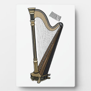 Harp cartoon illustration plaque