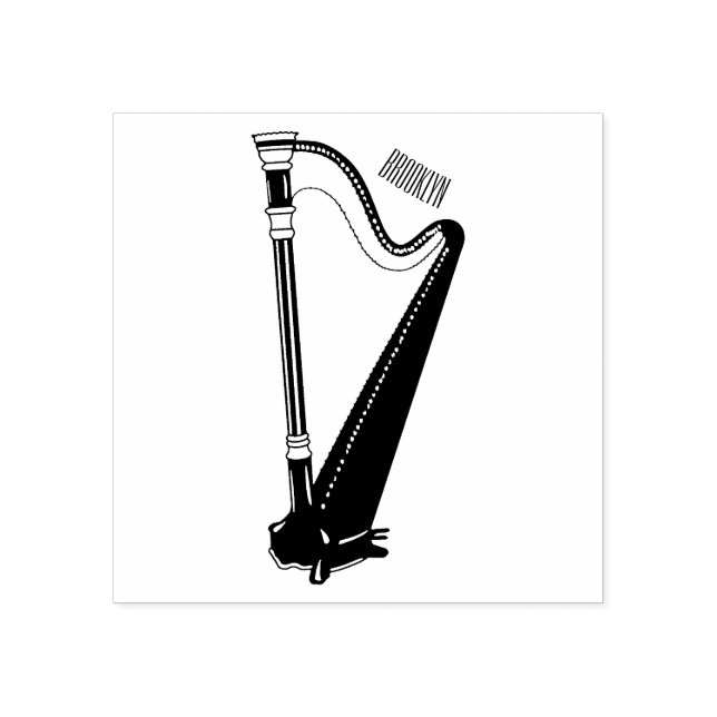 Harp cartoon illustration  rubber stamp (Imprint)