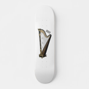 Harp cartoon illustration skateboard