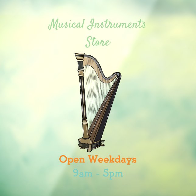 Harp cartoon illustration window cling (Sheet 3)