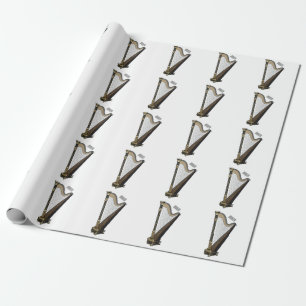 Harp cartoon illustration  wrapping paper