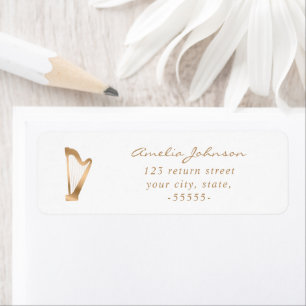 Harp Elegant Script Modern Gold White Music