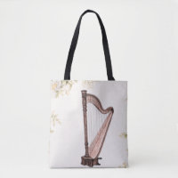 Harp & Flowers Tote Bag