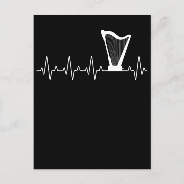 Harp Heartbeat Musician Harp Player Postcard (Front)