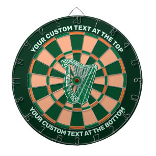 Harp Icon Dartboard Irish Colours and Custom Text