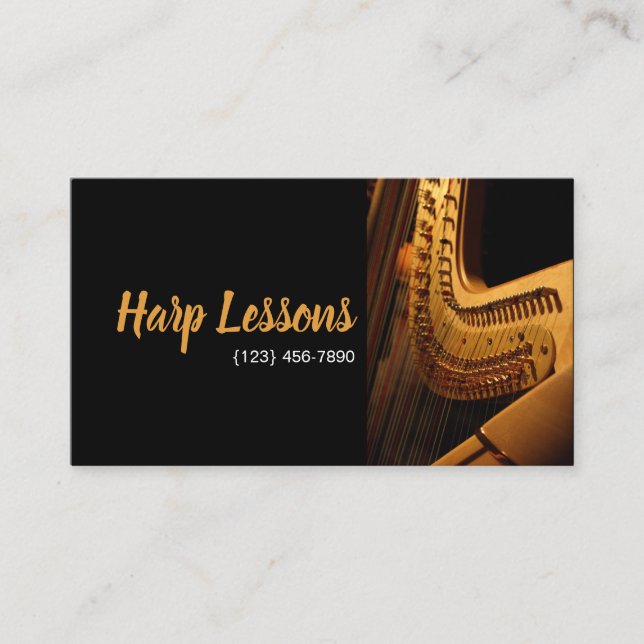 Harp Lessons Music Carte de visite (Devant)