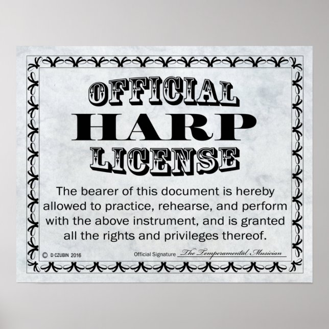 Harp License Poster (Front)