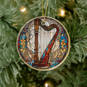 Harp Music Instrument Ceramic Ornament