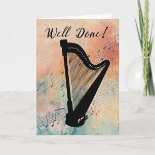 Harp Music Performance Congratulations Watercolor Card