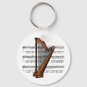 Harp musical 02 B Keychain