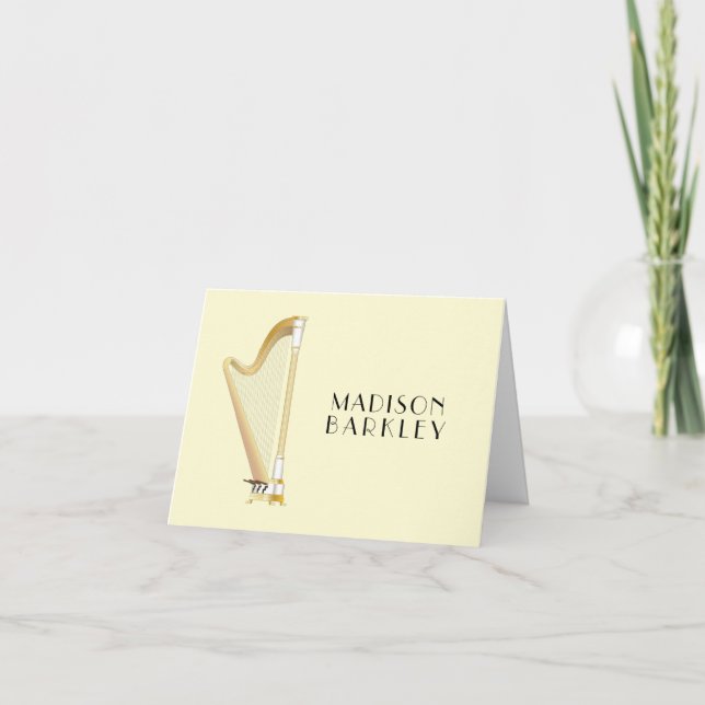 Harp Musician Music Teacher Note Card (Front)