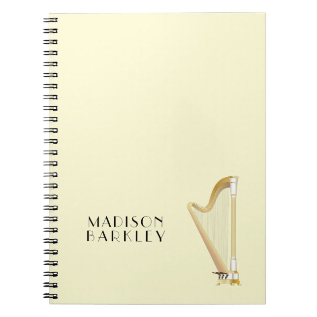 Harp Musician Music Teacher Notebook (Front)
