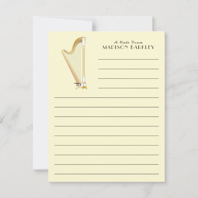 Harp Musician Music Teacher Thank You Card (Front)