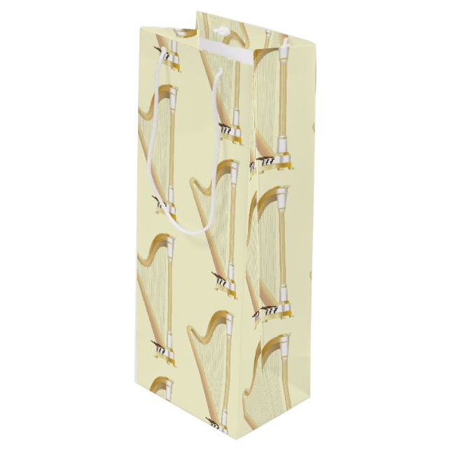 Harp Musician Music Teacher Wine Gift Bag (Front Angled)