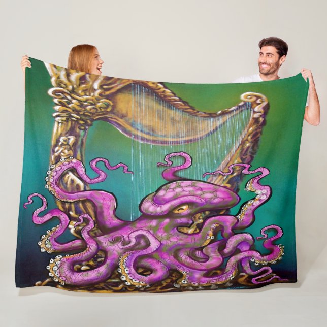 Harp Octopus Fleece Blanket (In Situ)