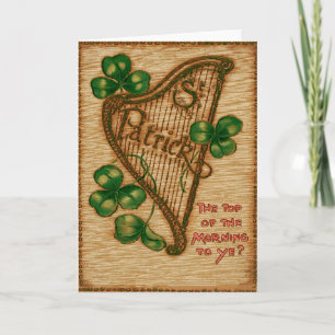 Harp of Erin Shamrock Top of The Morning Card