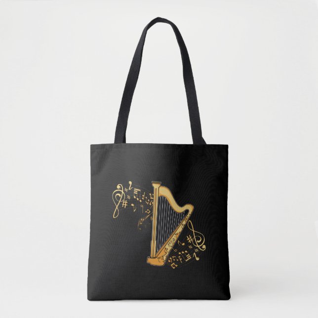 Harp Player Gift Girls Harpist Women Music Harp Tote Bag (Front)