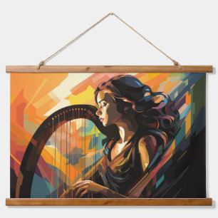 Harp Player Music Painting Abstract Art Decor Hanging Tapestry