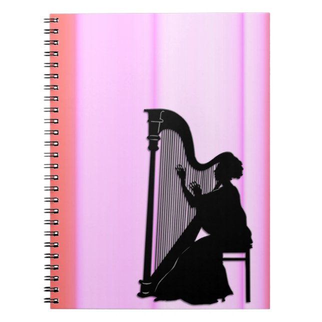 Harp Player Pink Curtain Notebook (Front)