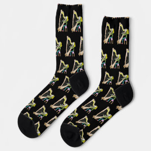 Harp Playing Stickman Socks