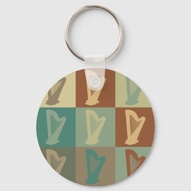 Harp Pop Art Keychain (Front)