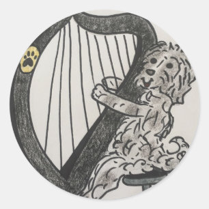 Harp puppy classic round sticker