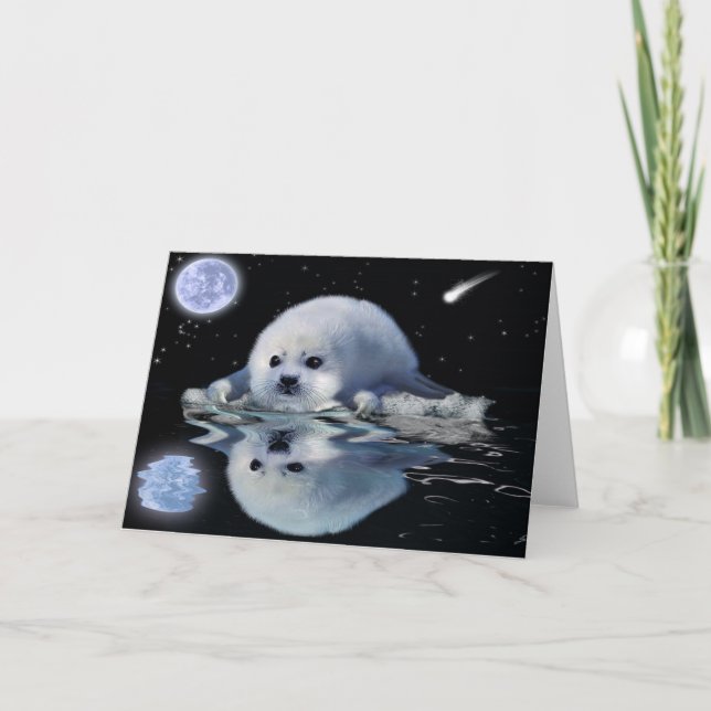 HARP SEAL Fantasy Wildlife Art Greeting Card (Front)