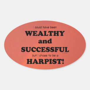 Harp Wealthy & Successful Oval Sticker
