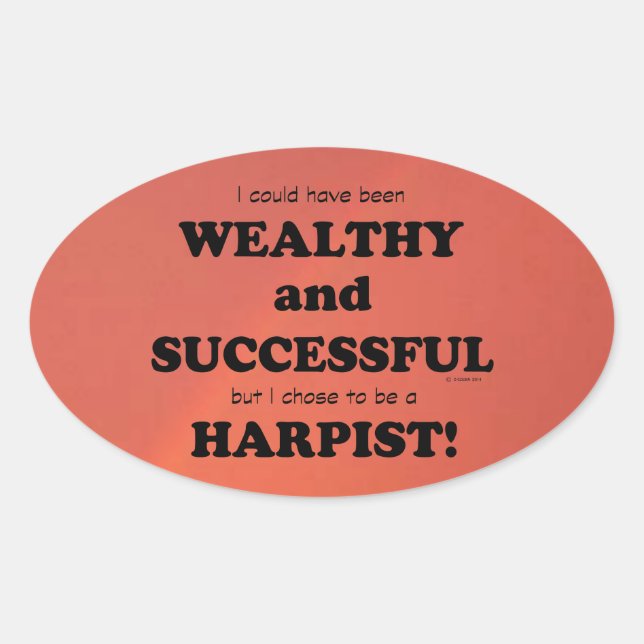 Harp Wealthy & Successful Oval Sticker (Front)