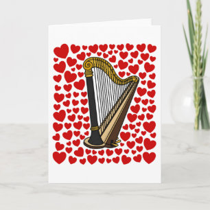 Harp With Hearts Valentines Anniversary Card