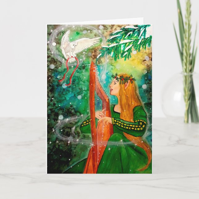 Harpe d'Elf de Noël de Noël première, carte de (Devant)