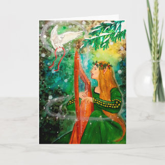 Harpe d'Elf de Noël de Noël première, carte de